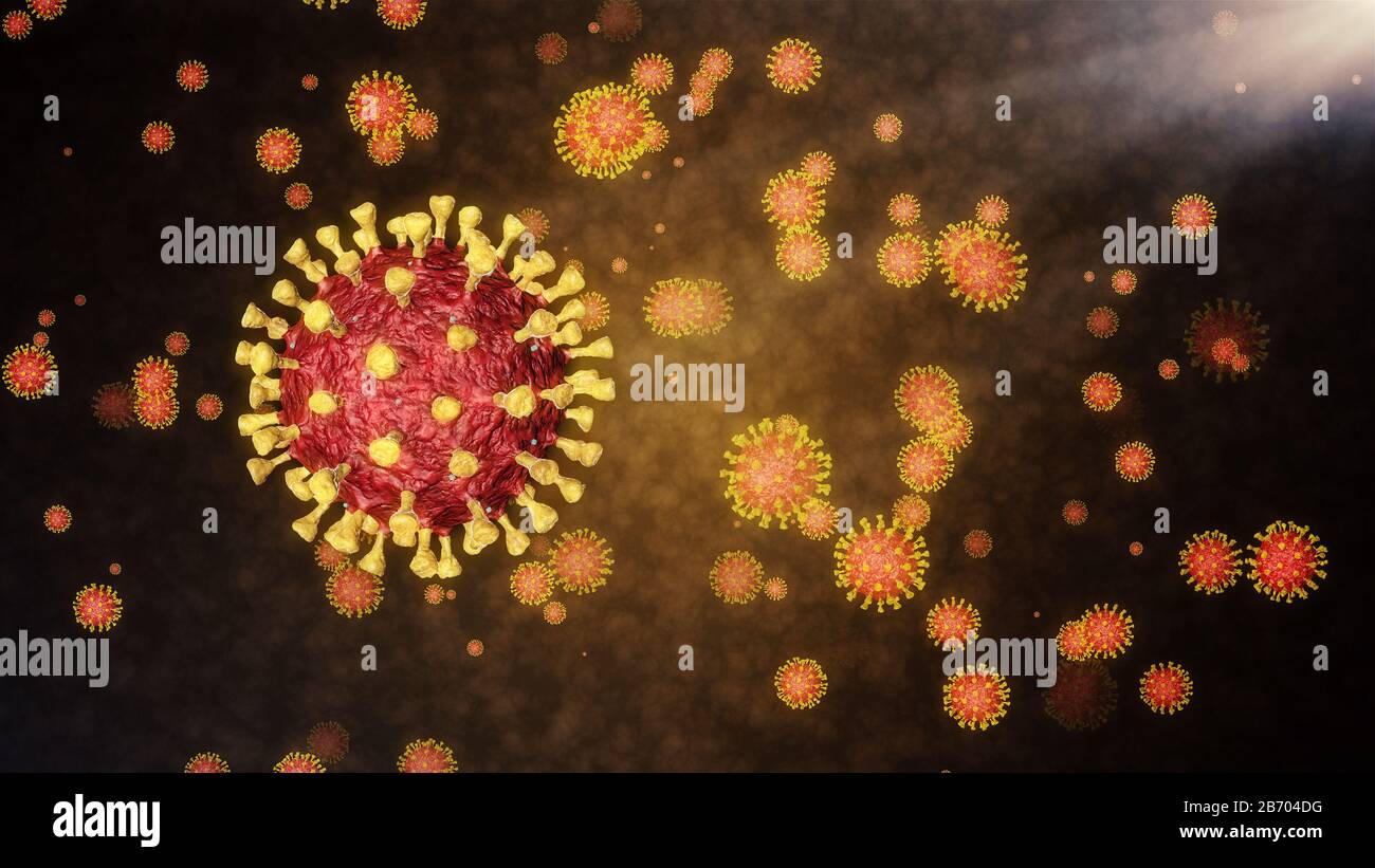 Coronavirus COVID-2019 neuartiges Coronavirus-Konzept für den ausbruch der asiatischen Grippe und die Coronaviren Influenza als gefährliche Grippe-Strain-Fälle als Pand Stockfoto