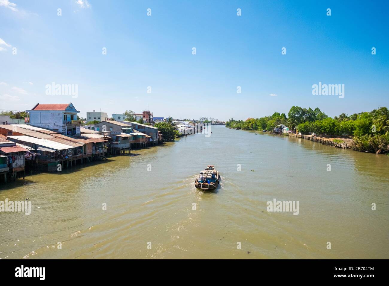 Ein Abzweig des Mekong River bei Vinh Long, Provinz Vinh Long, Vietnam Stockfoto