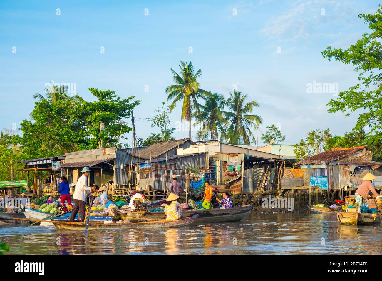 Phong Dien Floating Market, Phong Dien District, Can Tho, Mekong Delta, Vietnam Stockfoto