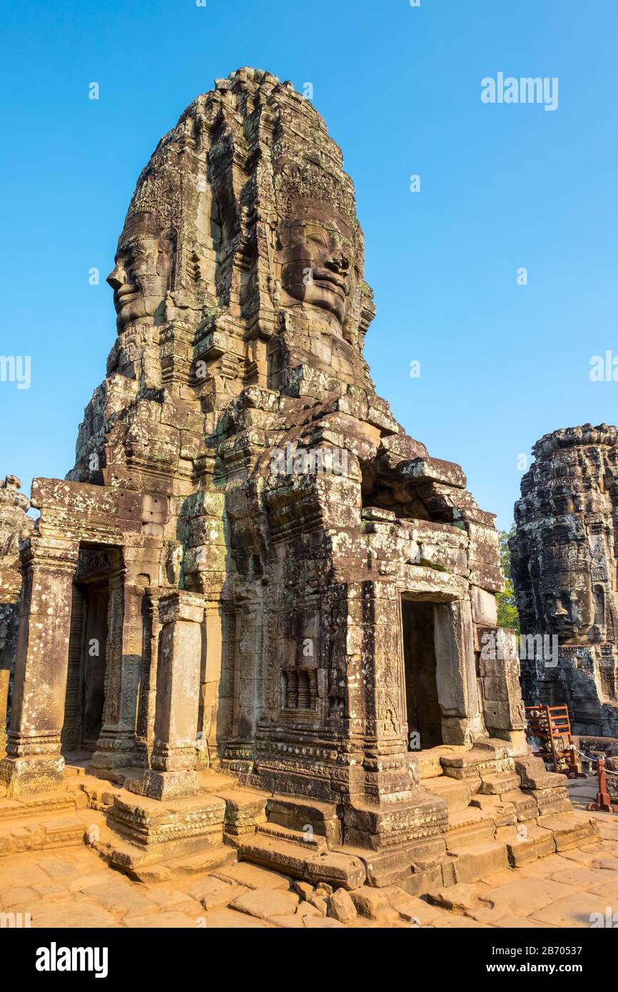 Prasat Bayon Tempel Ruinen, Angkor Thom, UNESCO-Weltkulturerbe, Provinz Siem Reap, Kambodscha Stockfoto