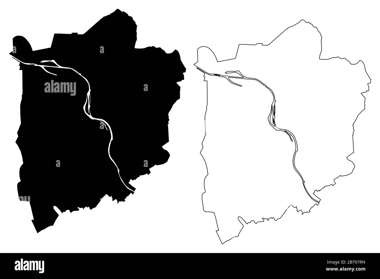 Mulheim an der Ruhrstadt (Bundesrepublik Deutschland, Nordrhein-Westfalen) Kartenvektorillustration, Skizze Stadt Mulheim Karte Stock Vektor