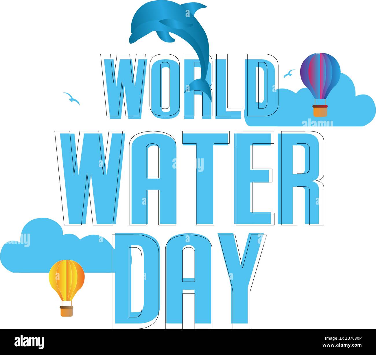 World Water Day Texthintergrund, Grußkarte oder Poster für Kampagne Save Waters Stock Vektor