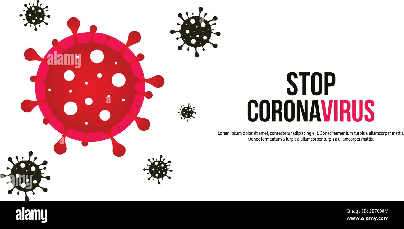 Coronavirus Ikone mit Red Vouter Sign, 2019-nCoV Roman Coronavirus Bakterien. Stock Vektor