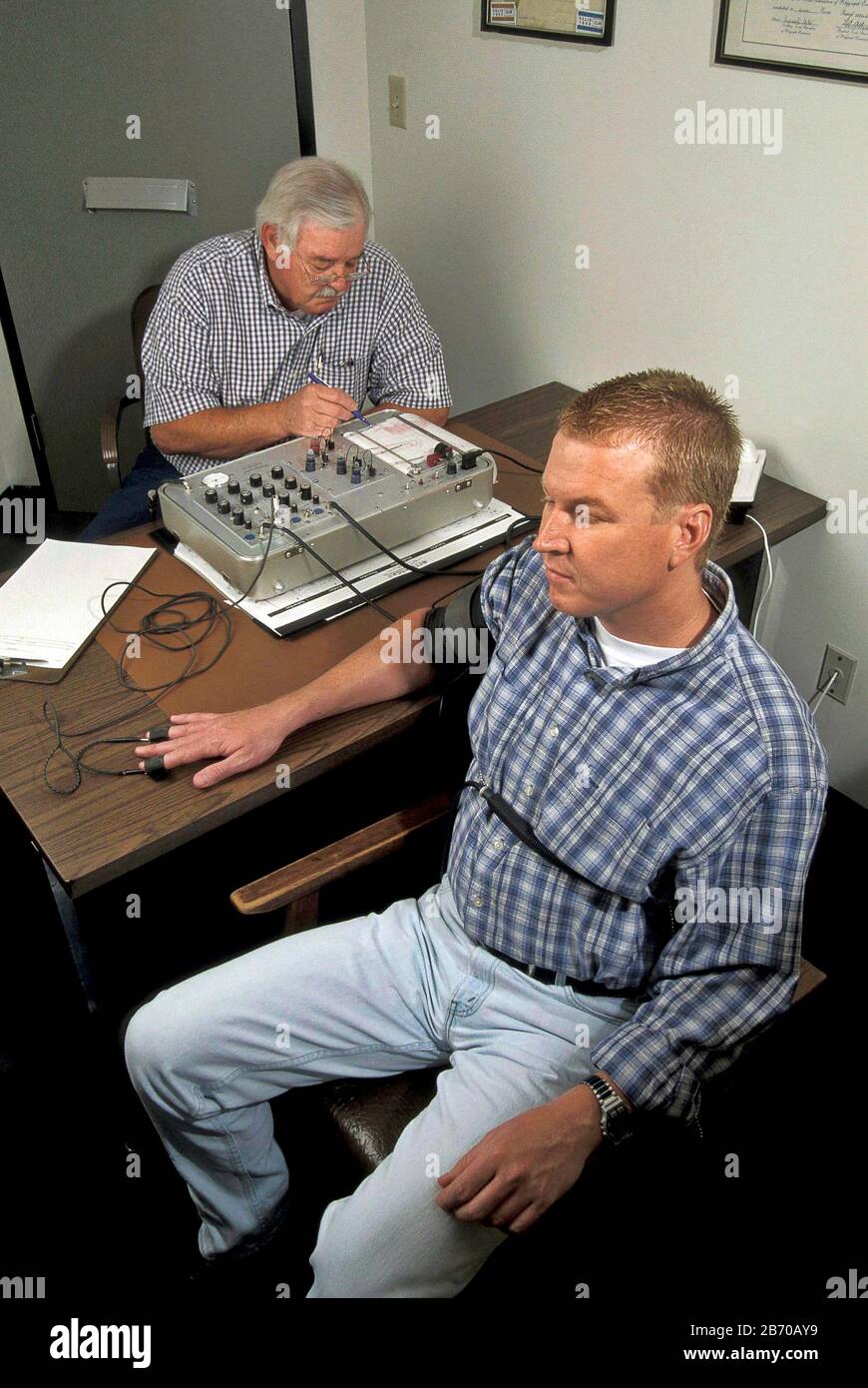 Austin, Texas: 37-jähriger Veteran Lie-Detektor-Operator, der Test durchführt. ©Bob Daemmrich Stockfoto