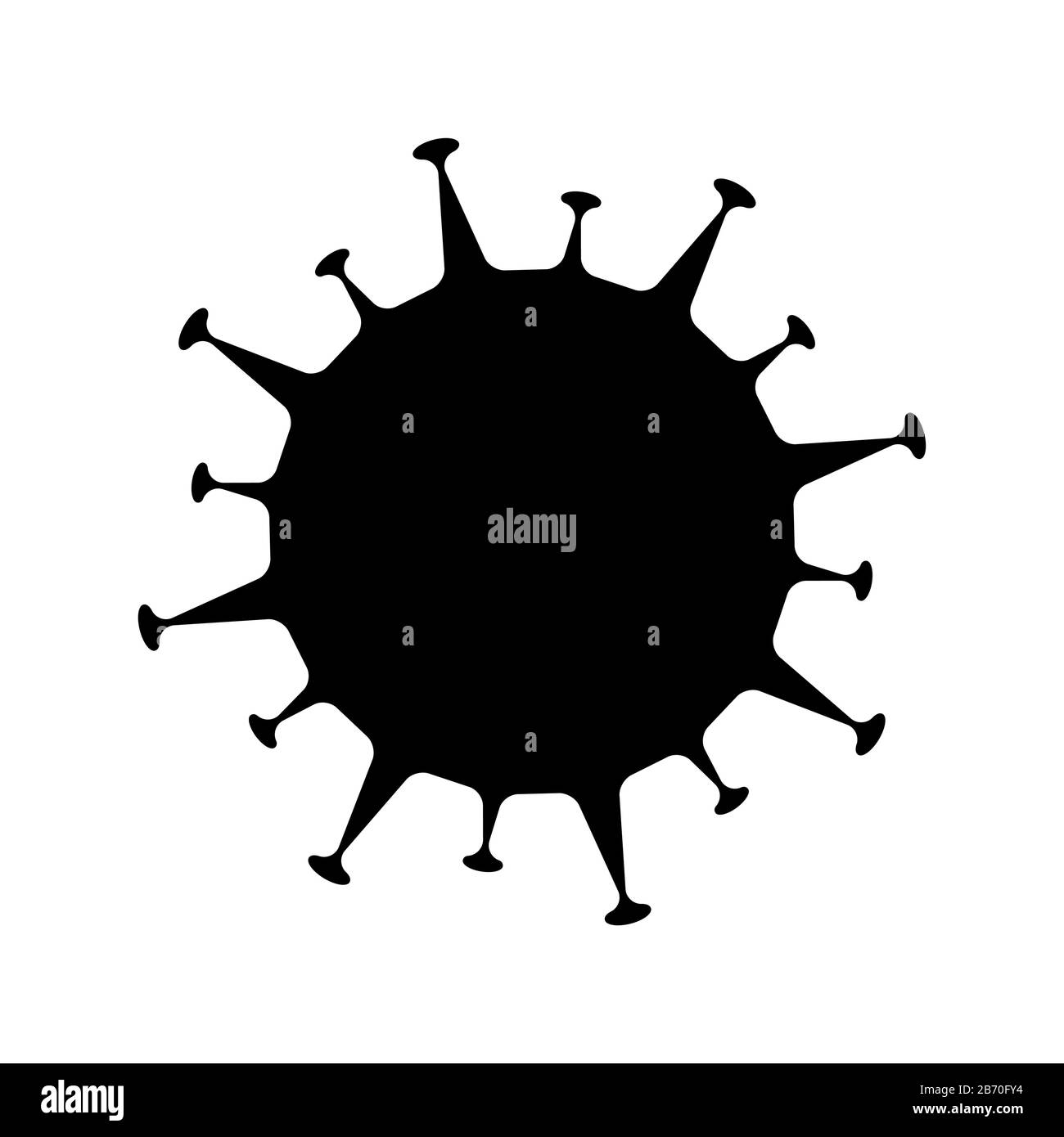 Coronavirus 2019-nCov Ausschnitt Silhouette Symbol. Schwarze Vorlage einfache Abbildung des Virus-Mikroorganismus flache isolierte Vektorgrafik auf weißem Backgroun Stock Vektor