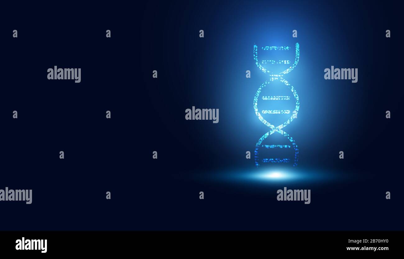 Abstrakte Technologie Wissenschaftskonzept DNA futuristisch auf High-Tech-blauem Hintergrund. Stock Vektor