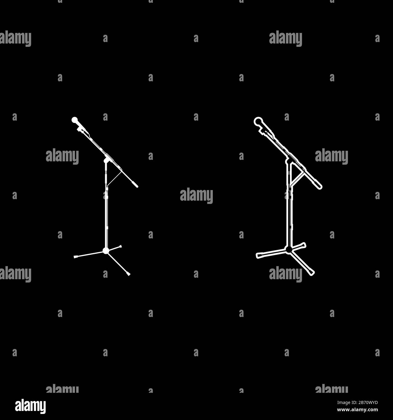 Stativmikrofon Sound Recording Equipment Racks für Mikrofon-Symbol Outline Set White Colour Vector Illustration Flatstyle Simple Image Stock Vektor