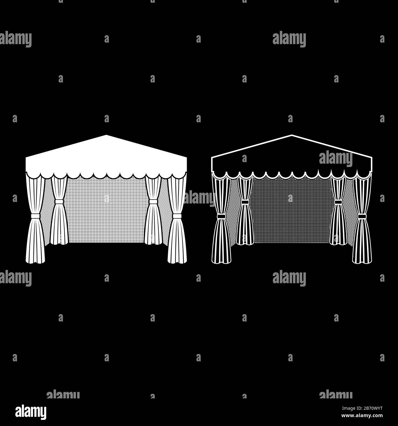 Pavilion for Shopping Business Tent Marquee for Advertising Icon Outline Set White Colour Vector Illustration Flatstyle Simple Image Stock Vektor