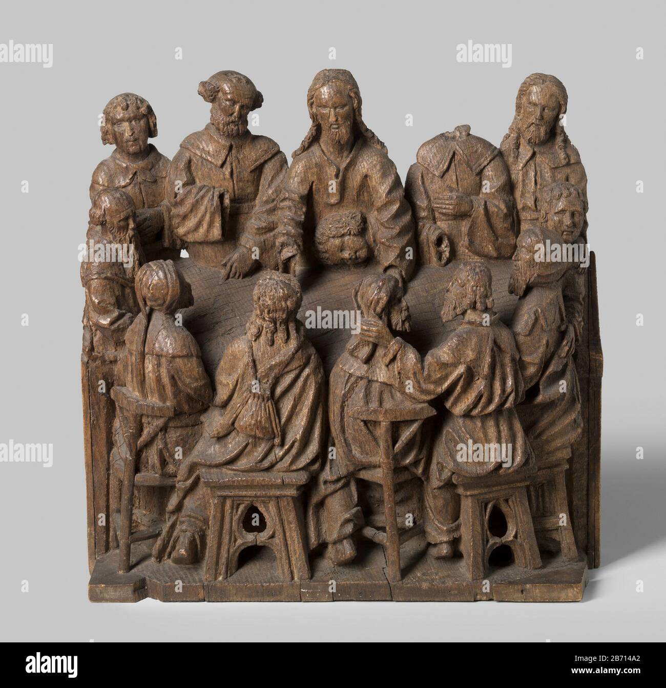 Laatste avondmaal Laatste avondmaal Objektart : beeldhouwwerk Objectnummer: BK-NM-1229 Hersteller: Beeldhouwer: AnoniemPlaats Herstellung: Noordelijke Nederlanden dating: CA. 1515 - ca. 1520 Material: Eikenhout Abmessungen: H 40 cm. × b 39 cm. × d 14 cm. Betrifft: Letztes Abendmahl (allgemein) (Matthäus 26:21-35; Markus 14:18-31; Lukas 22:3, 22:15-23; Johannes 13:21-38) Stockfoto