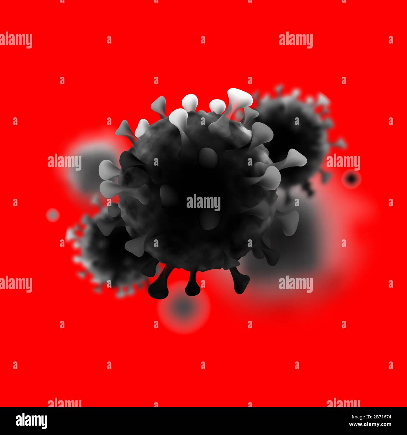 COVID-19 Chinesisches Coronavirus unter dem Mikroskop. Realistische Vektor-3D-Darstellung. Pandemie, Krankheit. Schwimmende Atemgrippe des Erregers von China Stock Vektor