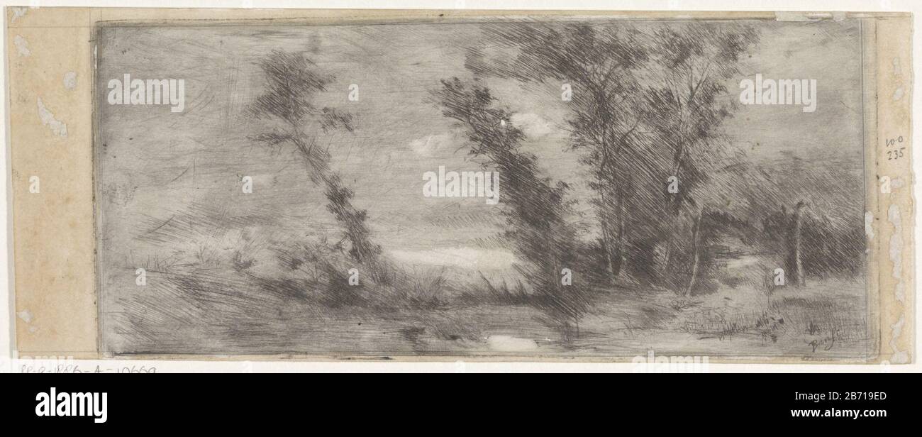 Landschap traf sich mit Bumen Auf Die Landschaft. Hersteller : Druckerhersteller: Banfi (Listed Property) Herstellung: Italien dating: CA. 1800 - ca. 1950 Physikalische Merkmale: Trockennadel mit Plattentonmaterial: Papiertechnik: Trockennadel-/Plattentonmessungen: Plattenkante: H 100 mm × W 231 mm Betreff: Landschaften Stockfoto