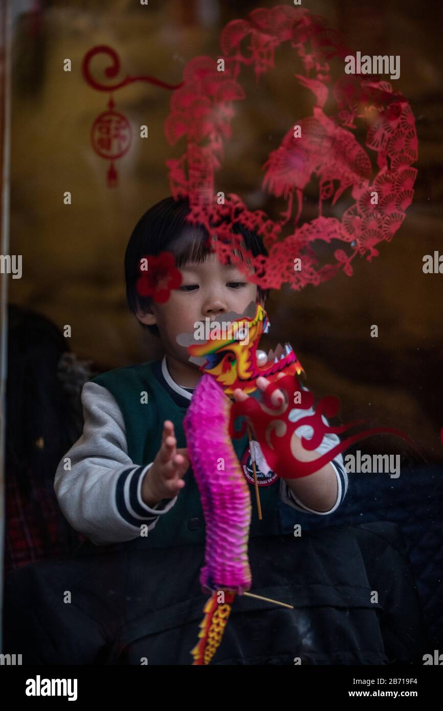 Chinesische Neujahrsfeier in London, Jahr der Ratte, Sonntag, 26. Januar 2020, Chinatown, London, England, Großbritannien Stockfoto