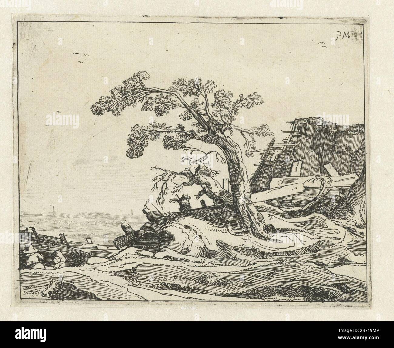 Landschap traf Boom vier landschappen (serietitel) Landschaft mit einem Baum an einem verfallenen Haus. Unten links sitzend oder liegend, zwei Figuren auf dem Boden. Dieser Druck ist Teil einer Serie von vier Drucken von Landschaften mit Bauern in Haupt- oder Bijrol. Hersteller : zum Entwurf: Pieter de Molijn (denkmalgeschütztes Gebäude) Druckerhersteller: Cornelis van Kitten Steyn (zugeschrieben) Herstellung: Haarlem dating: 1623 - 1652 Physikalische Merkmale: Ätzmaterial: Papiertechnik: Ätzmaße: Plattenkante: H 128 mm × W 159 mm Betreff: Landschaften in der gemäßigten Zone Hof oder einsame Haus in Landschaft und Stockfoto