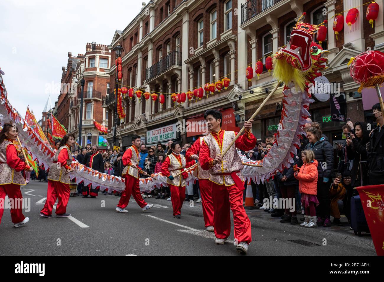 Chinesische Neujahrsfeier in London, Jahr der Ratte, Sonntag, 26. Januar 2020, Chinatown, London, England, Großbritannien Stockfoto