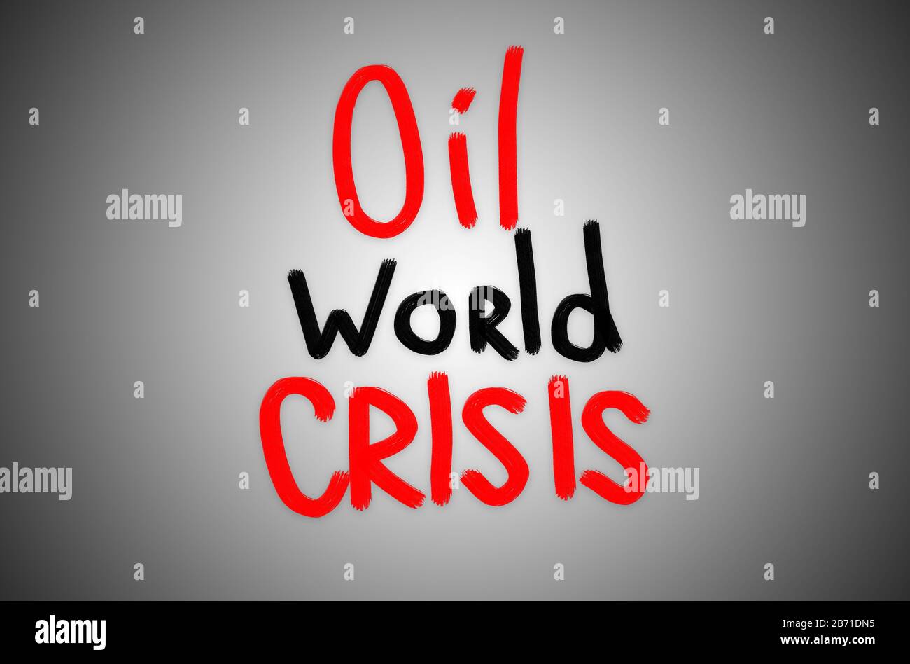 Sinkende Ölpreise in der Welt. Öl-Welt-Kriseninschrift Stockfoto