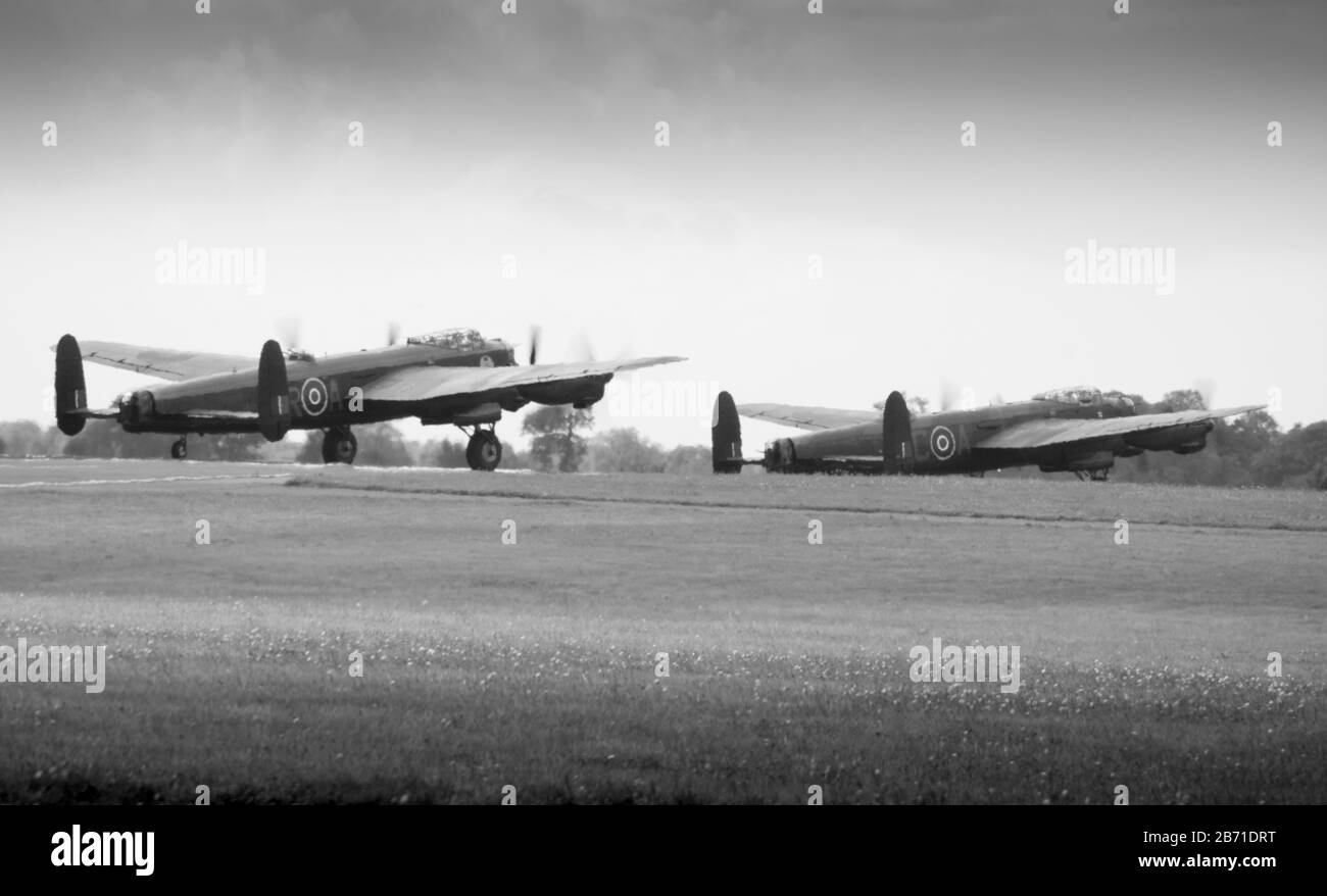 Lancasters verlässt Biggin Hill, Großbritannien Stockfoto