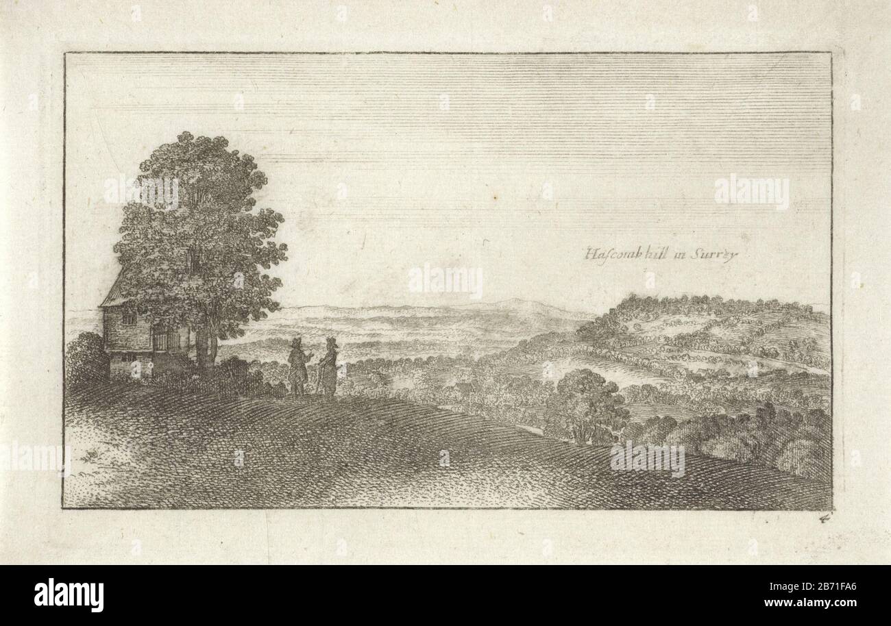 Landschaft mit Gesicht Hascombe Hill Gesichter in Tschechien, Deutschland und Großbritannien (Serientitel) Prospect Aliquot Locorum In Diversis Provincys (Serientitel) Immobilientyp: Print Serial: 4 / 10Objectnummer: RP-P-1944-1191Catalogusentie Wencesis: New Hollstein German (Hollar) 461-1 (3) Herstellung: Pennarvardarer Hollardarer (3) Wenceslaus HollarPlaats Herstellung: London Datum: 1643 Physikalische Eigenschaften: Ätzmaterial: Papiertechnik: Ätzmaße: Plattenkante: H 87 mm × b 136 mm Betreff: Niederhügelland (+ Landschaft mit Figuren, s. Stockfoto