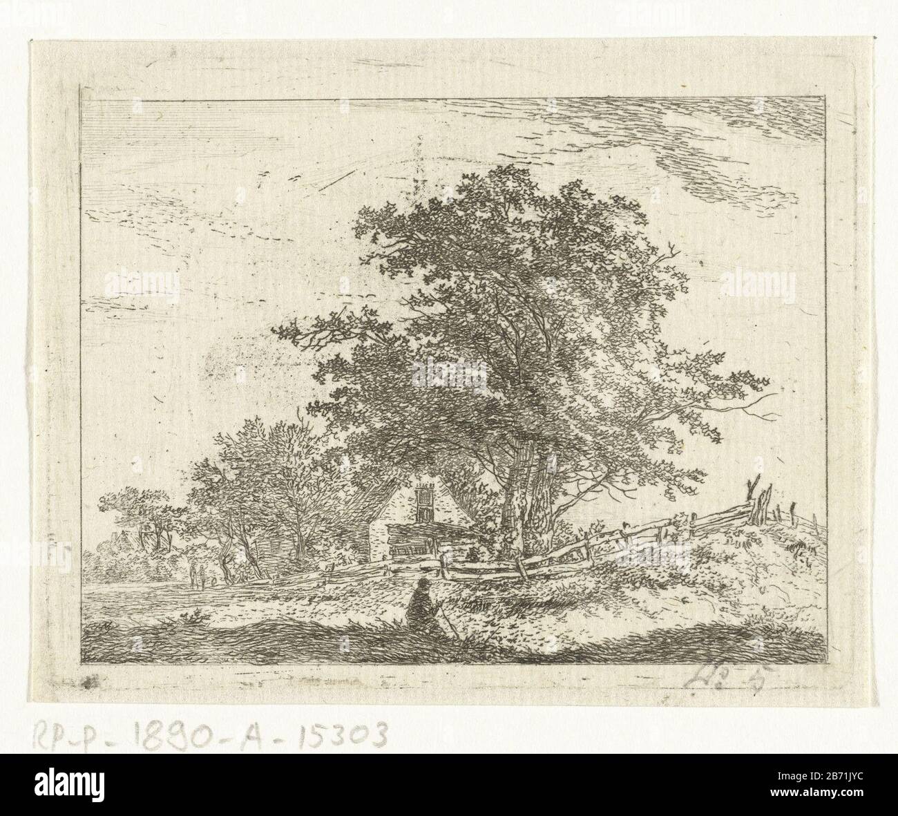 Landschap traf auf rustende wandelaars Landschaft mit ruhenden Wanderern Objekttyp: Bild Artikelnummer: RP-P-1890-A-15303Katalogogusreferentie: Sliggers 26-2 (3) Markierungen / Marken: Sammlermarke, Verso, gestempelt: Lugt 2228numer, Nachzeichnung, Handschrift mit Bleistift: "Nr. 5" Hersteller: Druckmaschine: Brüssel zum Ort: Hermanus herstellen: Brüssel 1800 - vor oder vor dem Jahr 1815 Physikalische Eigenschaften: Ätzmaterial: Papiertechnik: Ätzmaße: Plattenkante: H 88 mm × W 112 mm Betreff: Landschaften in der gemäßigten Zone und Stockfoto