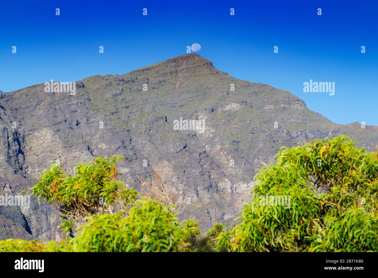 Vereinigte Staaten von Amerika, Hawaii, Maui-Insel, Haleakala-Nationalpark, Mondaufgang Stockfoto