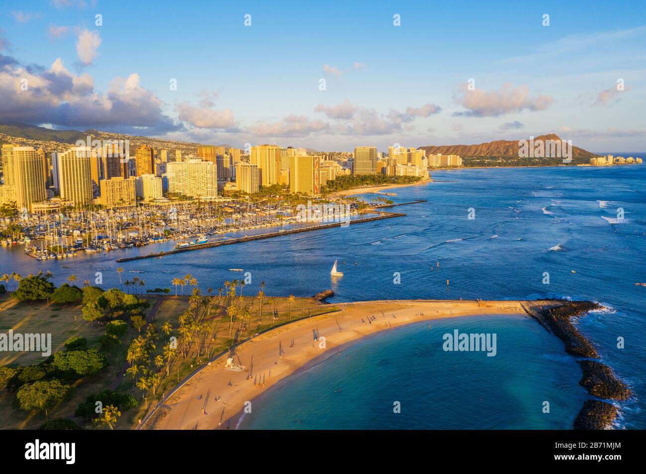 Vereinigte Staaten von Amerika, Hawaii, Oahu Island, Honolulu, Waikiki, Luftansicht des Diamond Head Stockfoto