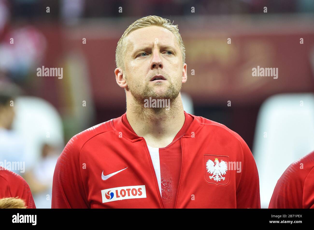 Warschau, POLEN - 10. JUNI 2019: Qualifikation EM 2020-Spiel Polen - Israel 4:0. Porträt von Kamil Glik. Stockfoto