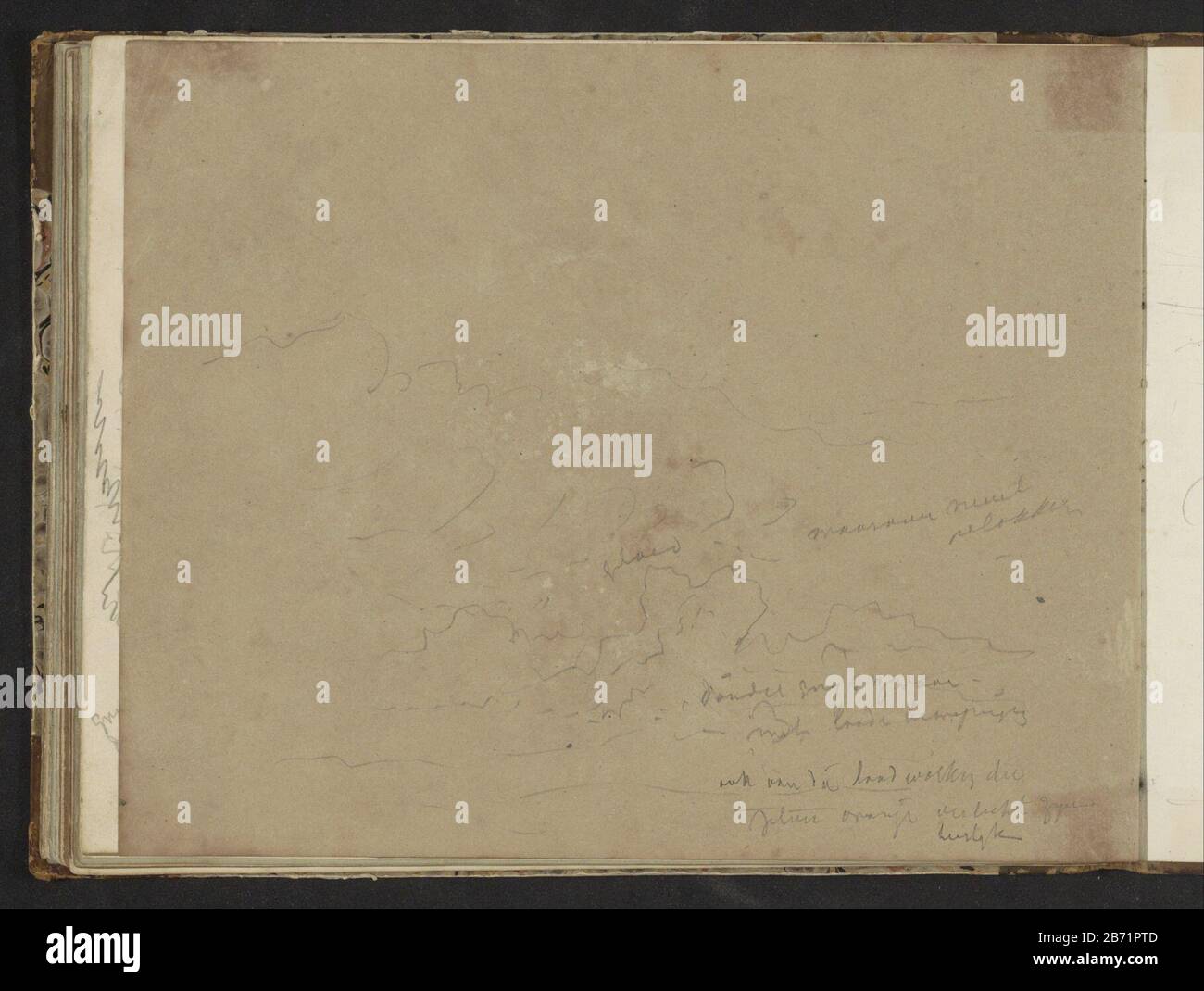 Landschap Landscape Objekttyp: Skizzenblatt Objektnummer: RP-T-1994-21-40 (V) Markierungen / Marken: Farbhinweis, handschriftlich in Bleistiftbeschreibung: Journal 40 Verso aus einer Skizze-41 bladen. Hersteller: Zeichner: John Tavenraat dating: 1834 - 1871 Physikalische Merkmale: Bleistift auf braunem Papiermaterial: Bleistift Betrifft Landschaftsbaum Stockfoto