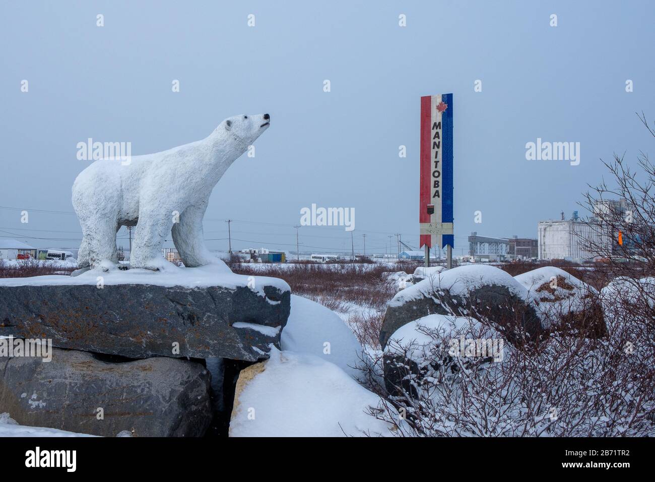 Statue eines Eisbären in Churchill, Manitoba, Kanada Stockfoto