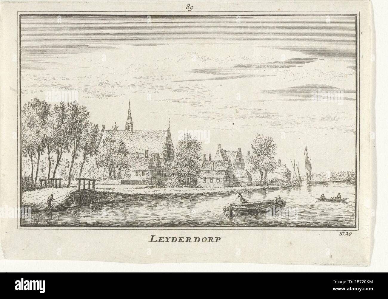 Leiderdorp Leyderdorp 1620 (titel op object) Leiderdorp und die Kirche (heute Niederländische Reformkirche) in der Situation um 1620 ansehen, im Vordergrund eine Reihe von Besuchern. Hersteller : Druckmaschine: Abraham Rademacher (denkmalgeschütztes Gebäude) Herausgeber: Willem Barents Verlag: Antoni Schoonenburg Herstellung: Amsterdam Datum: 1727 - 1733 Physikalische Merkmale: Ätzmaterial: Papiertechnik: Ätzmaße: Plattenkante: H 80 mm × W 115 mmToelichtingIllustratie: Abraham Rademaker, Matthaeus Brouërius von Niedek, Isaac Le Long, Kabinett Dutch und Kleefsche outheden und (...) ausgezeichnet ur Stockfoto