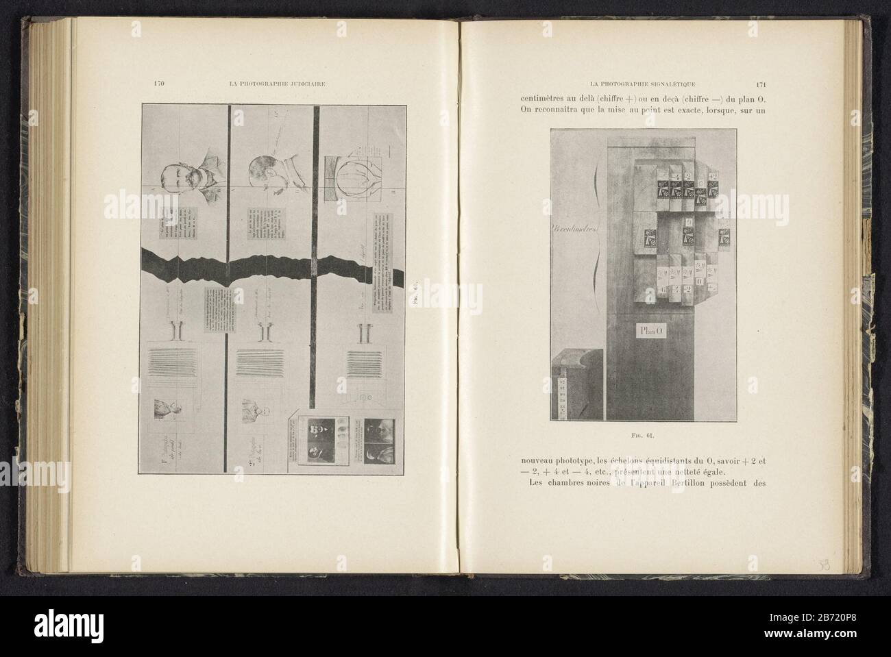 Lensmeter voor het fotografen van criminelen Linsenmeter zum Fotografieren von kriminellen Objekten Typ: Fotomechanische Druckseite Objektnummer: RP-F-2001-7-117-58 Aufschriften / Marken: Nummer, recto, gedruckt: "Abb. 61.' Hersteller: Ersteller: Anonymer Termin: C. anonymes Datum: C. anonymes - oder für 1903 Material: Papiertechnik: Autotypie Abmessungen: Druck: H 128 mm × W 82 mmToelichtingPrent Seite 171. Betrifft: Kriminelle Fotografie Werkzeuge, Hilfsmittel, Arbeitsgeräte  Handwerk und Industrie Stockfoto