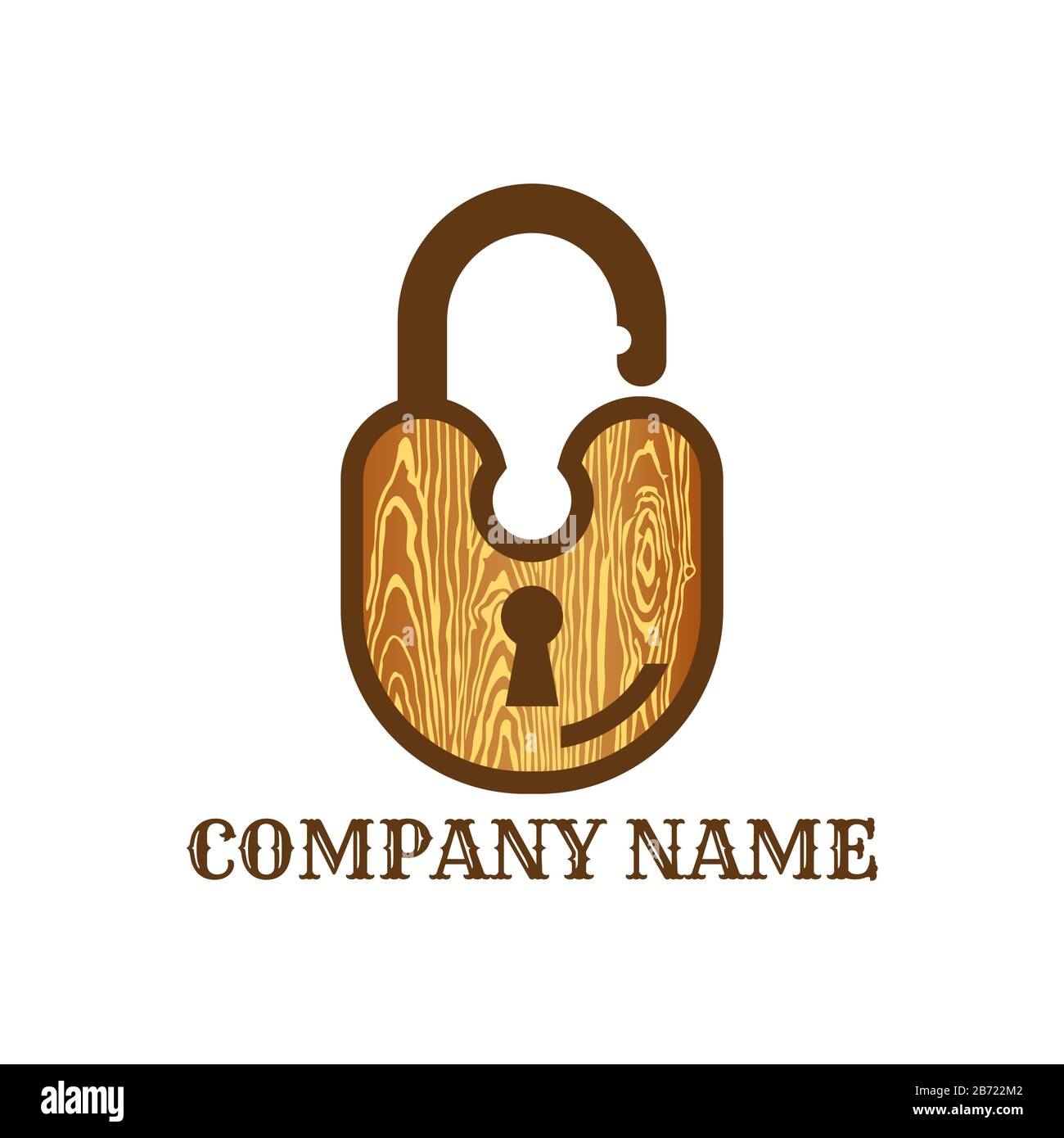 Symbol für Sicherheitsvektoren mit Holzmodell. Symbol für Vektor-Sicherheitsverriegelung festlegen. Sicherheitssymbole für Sicherheit und Vorhängeschloss. Objekte auf separaten Ebenen. Stock Vektor