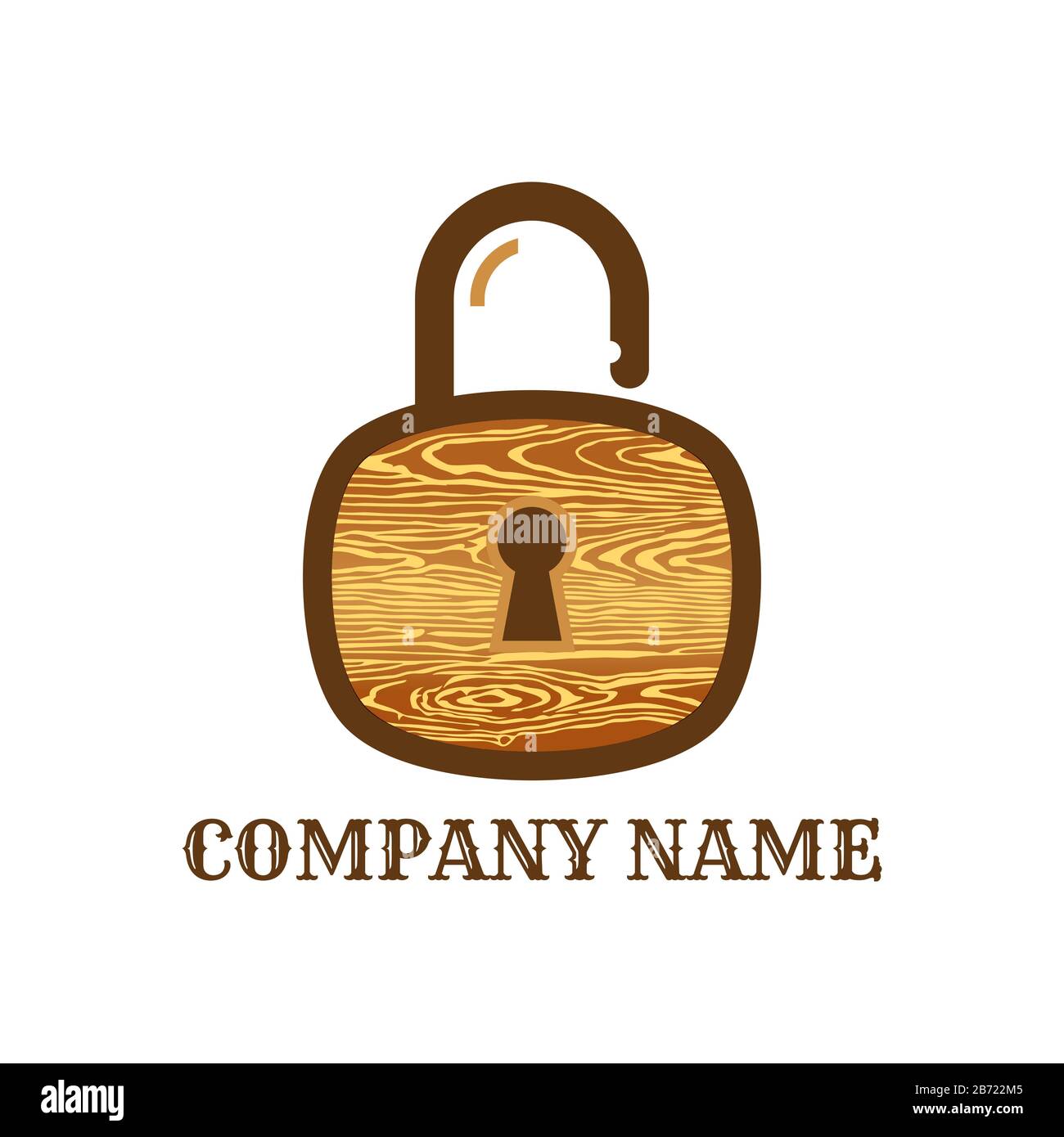 Symbol für Sicherheitsvektoren mit Holzmodell. Symbol für Vektor-Sicherheitsverriegelung festlegen. Sicherheitssymbole für Sicherheit und Vorhängeschloss. Objekte auf separaten Ebenen. Stock Vektor