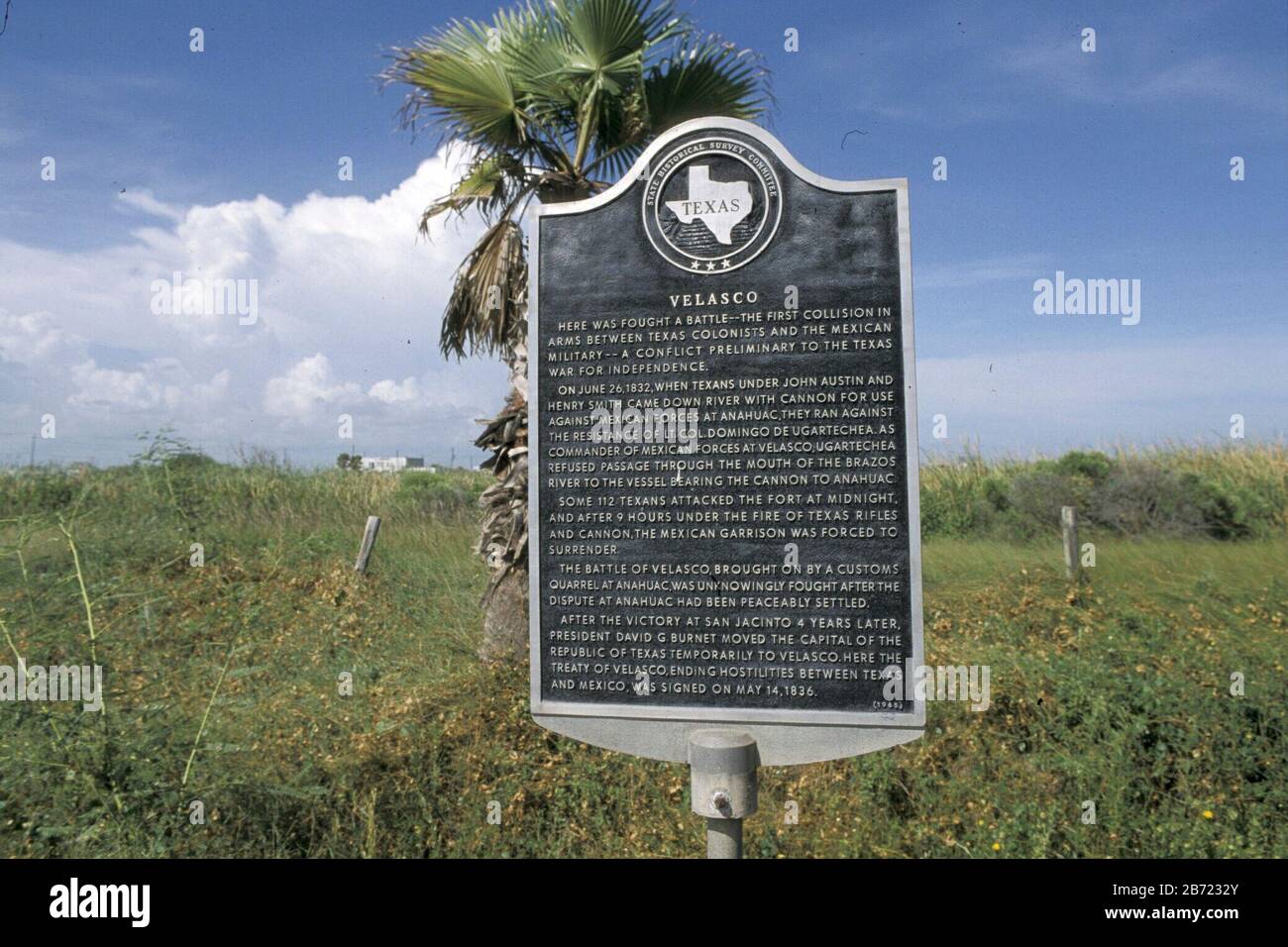 Freeport, Texas USA, 2001: Standort im Brazoria County, wo 1836 ein Friedensvertrag zwischen Texas und Mexiko unterzeichnet wurde. ©Bob Daemmrich / Stockfoto