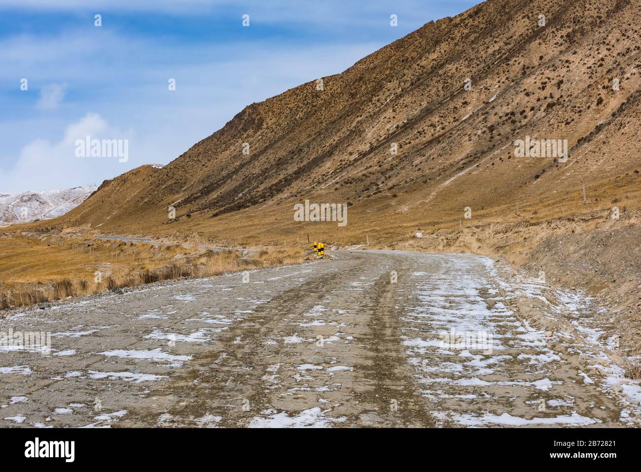 Die Schotterstraße auf dem Schneeberg Stockfoto