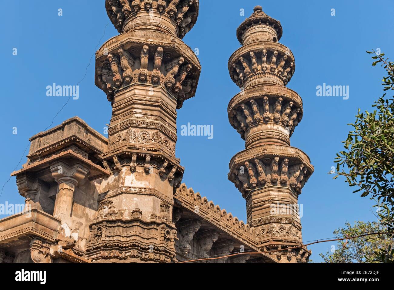 Sidi Bashir Moschee Schüttelt die Minarette Ahmedabad Gujarat Indien Stockfoto
