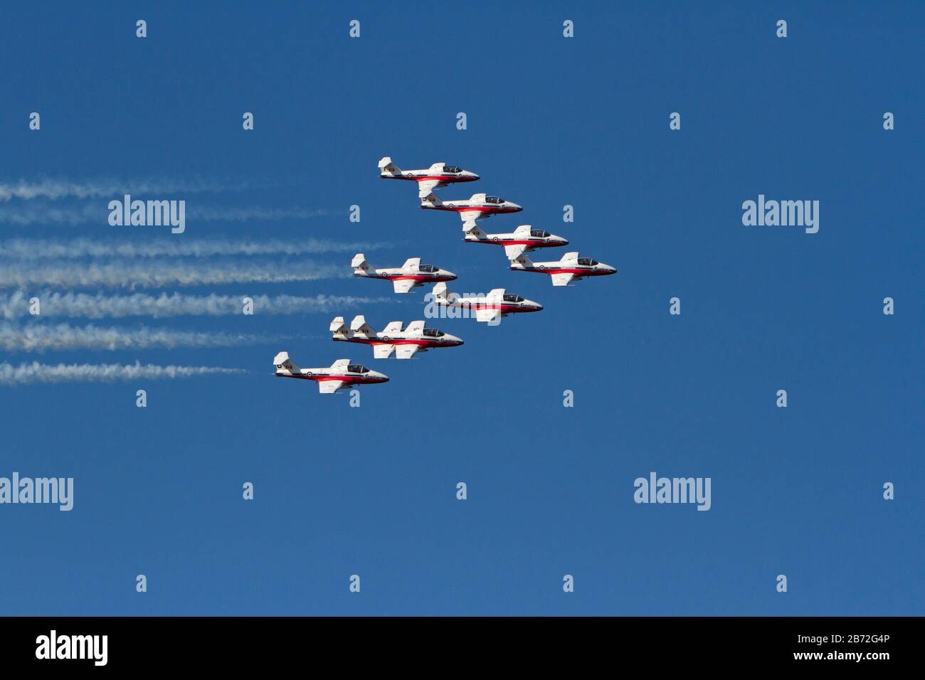 Die Flugvorführungsteams der Royal Canadian Air Force, 431 Air Demonstration Squadron Kunstflugvorführung, die in Nanaimo, BC, Kanada auftreten Stockfoto