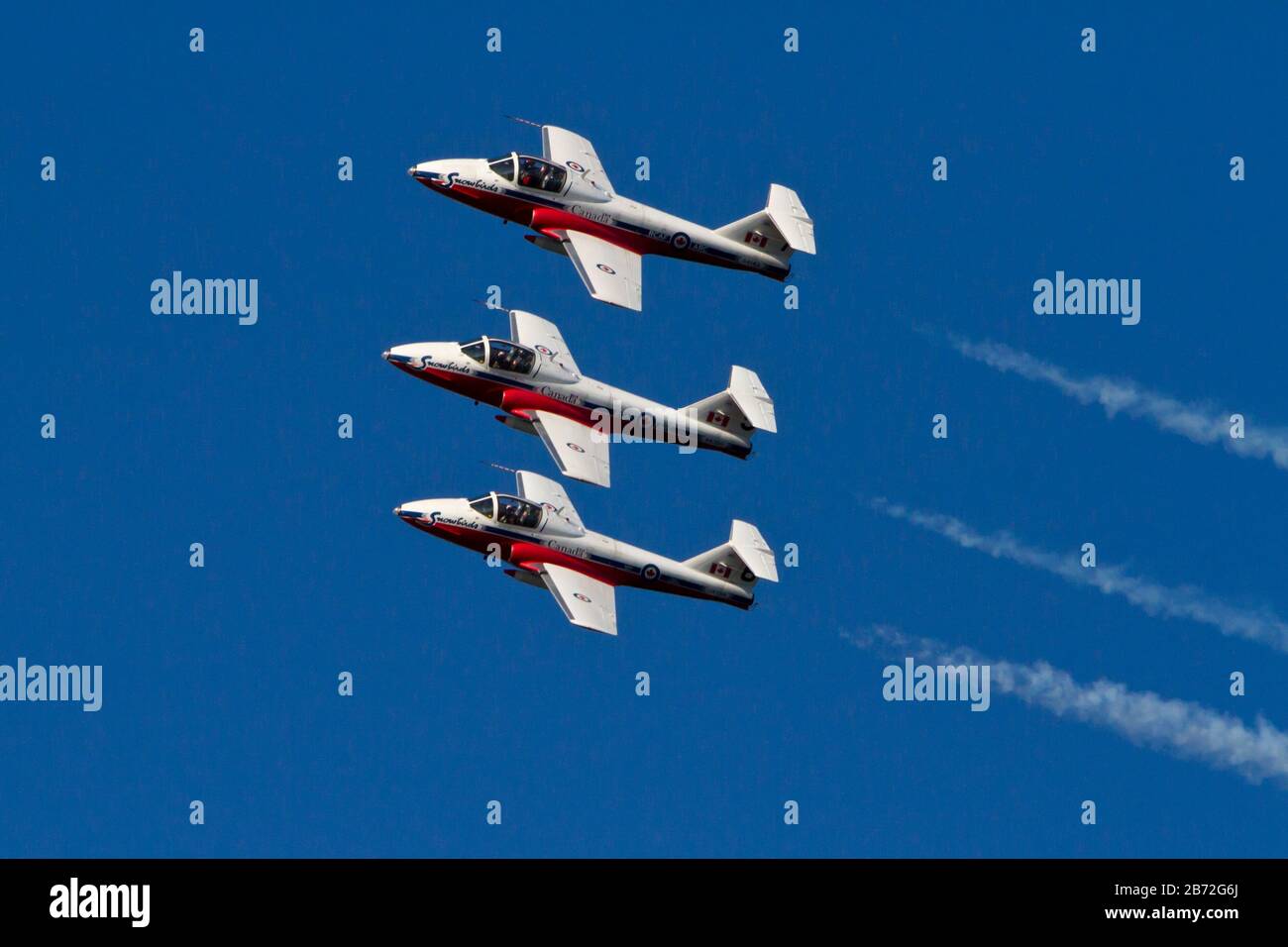 Die Flugvorführungsteams der Royal Canadian Air Force, 431 Air Demonstration Squadron Kunstflugvorführung, die in Nanaimo, BC, Kanada auftreten Stockfoto