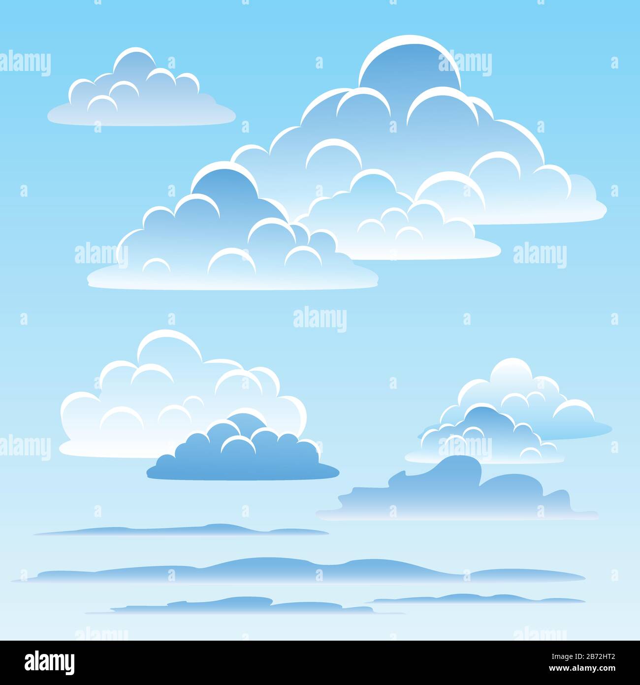 Weißer cumulus Wolken auf blauem Himmel. EPS-Datei. Vektorgrafiken. Stock Vektor