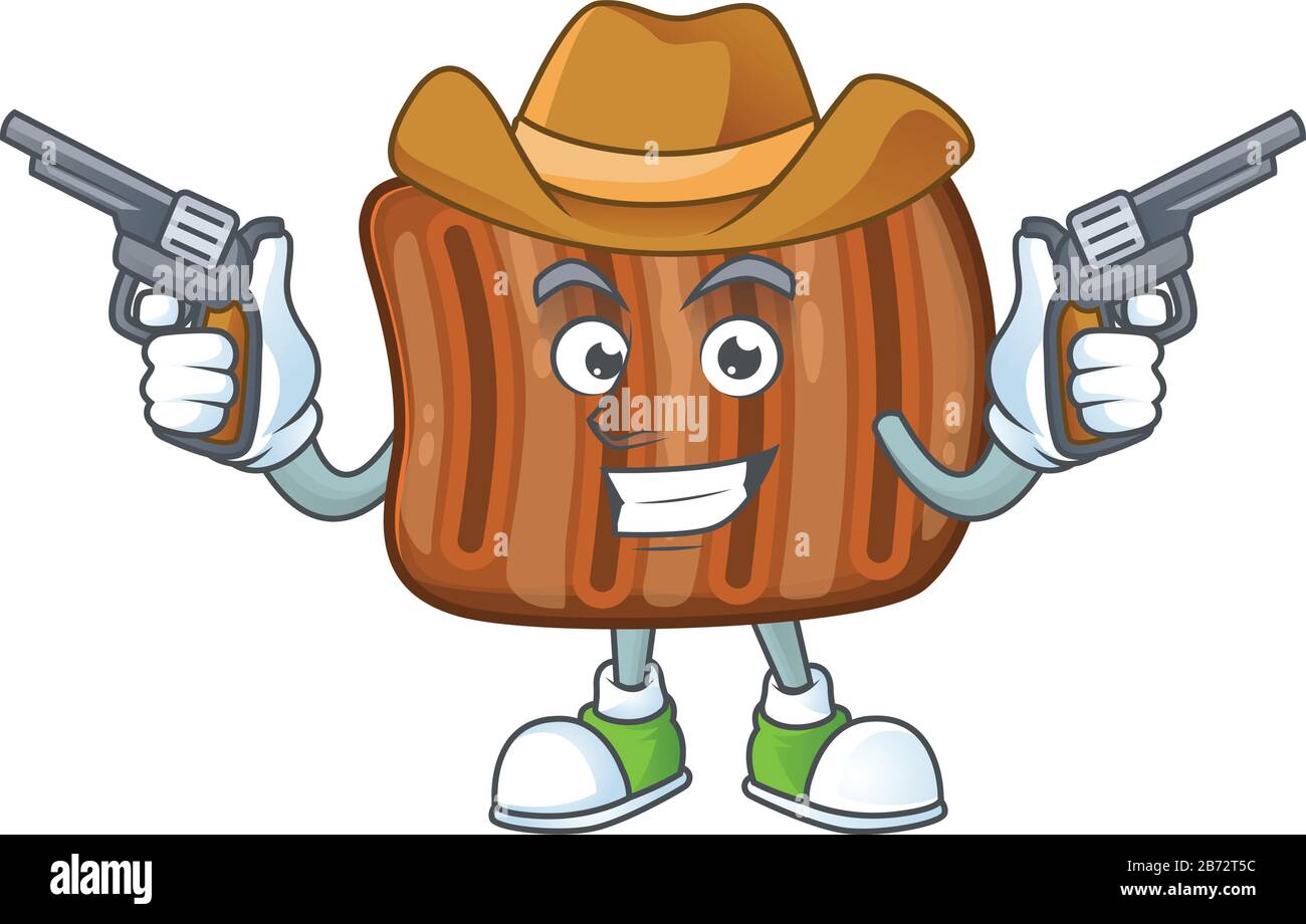 Cooles Cowboy-Cartoon-Design mit gerösteten Beef Holding-Gewehren Stock Vektor