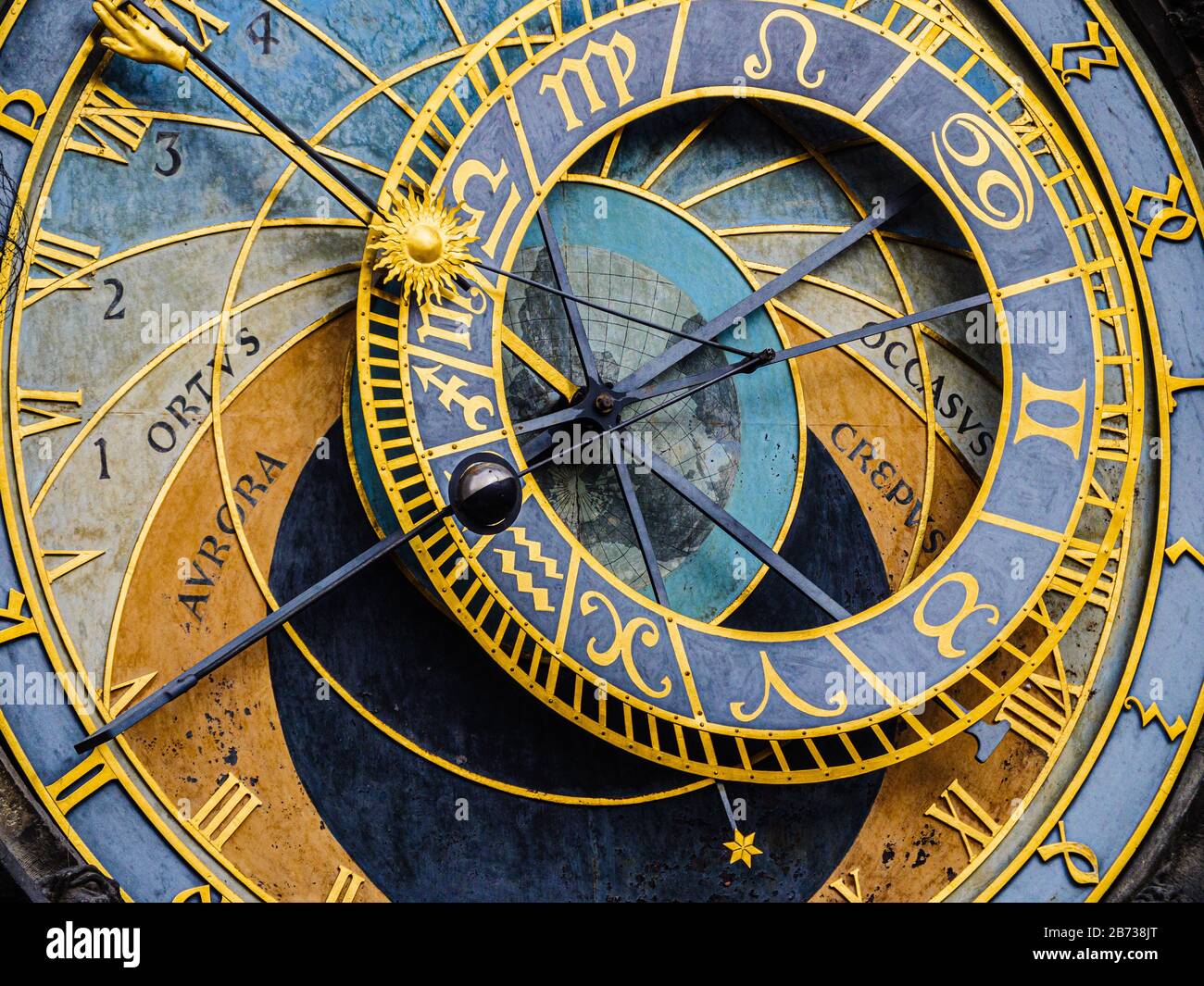 Detail der astronomischen Uhr auf dem Altstädter Ring in Prag, Tschechien. Stockfoto