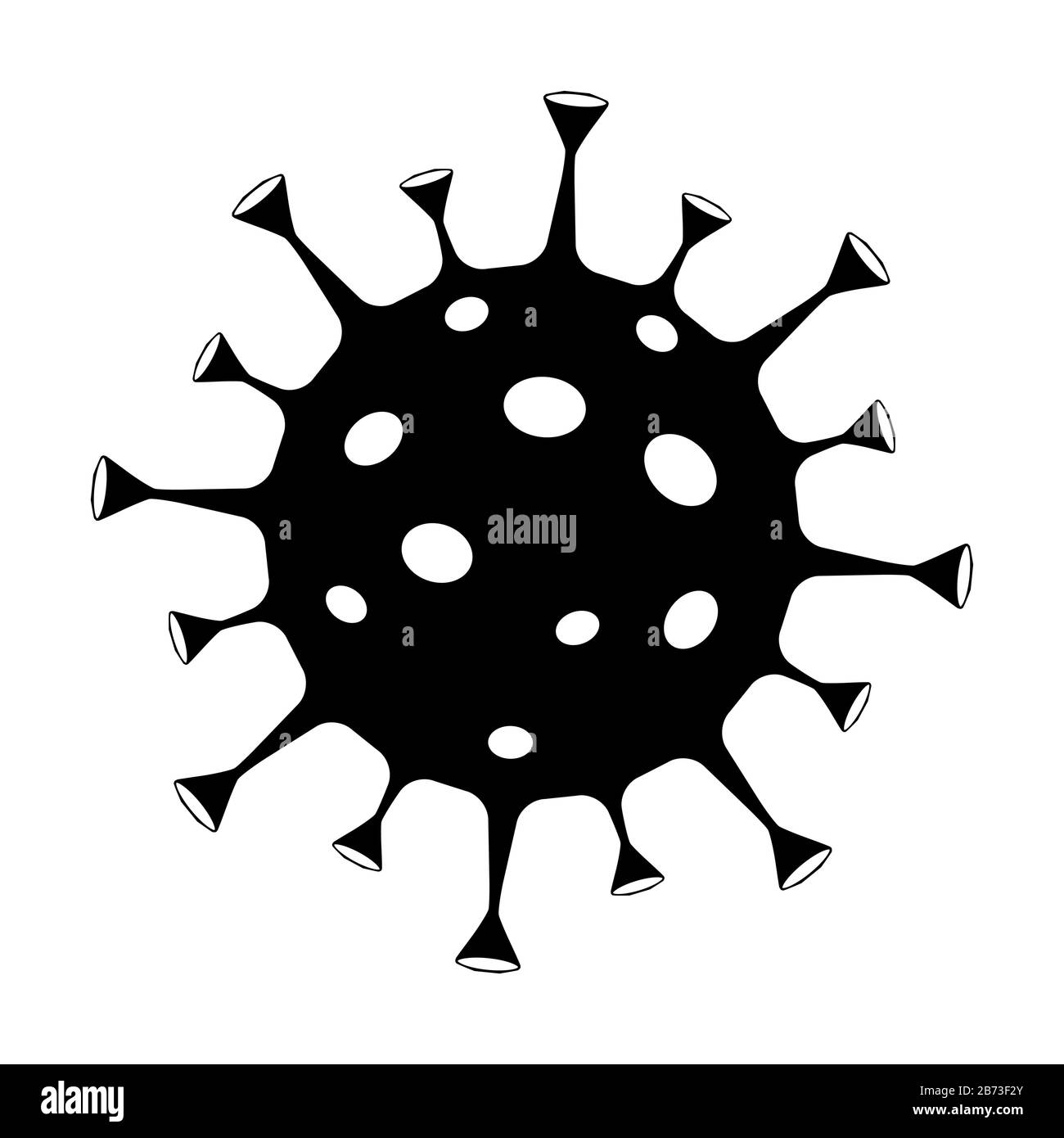 Coronavirus 2019-nCoV. Symbol für Corona-Virus. Schwarz auf weißem Hintergrund isoliert. Pandemie- und Corona-Virus-Ausbrüche. Betet für china.Vector Illustration. Stock Vektor