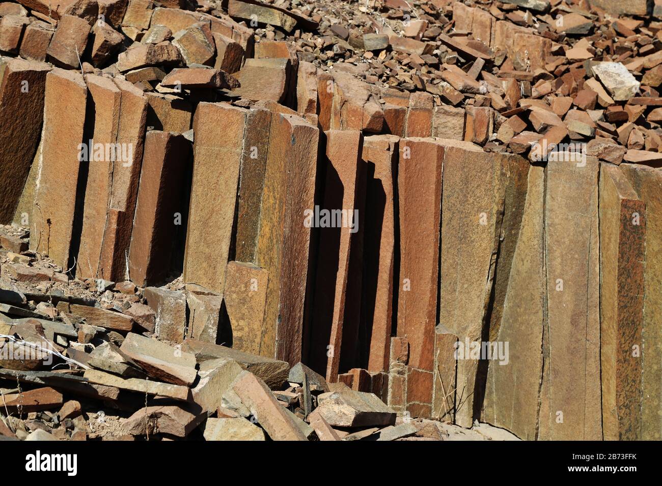 Organrohre, geologische Formationen in der Nähe von Twyfelfontein in Namibia Stockfoto