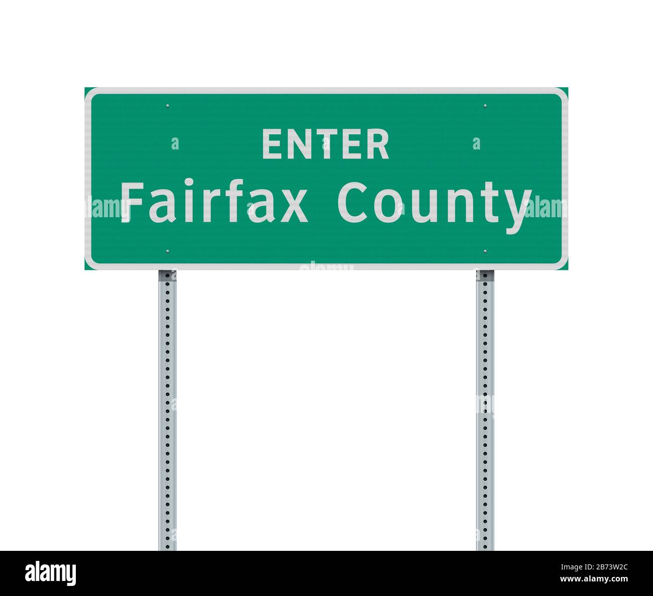 Vektordarstellung des grünen Straßenschildes Enter Fairfax County auf metallischen Pfosten Stock Vektor