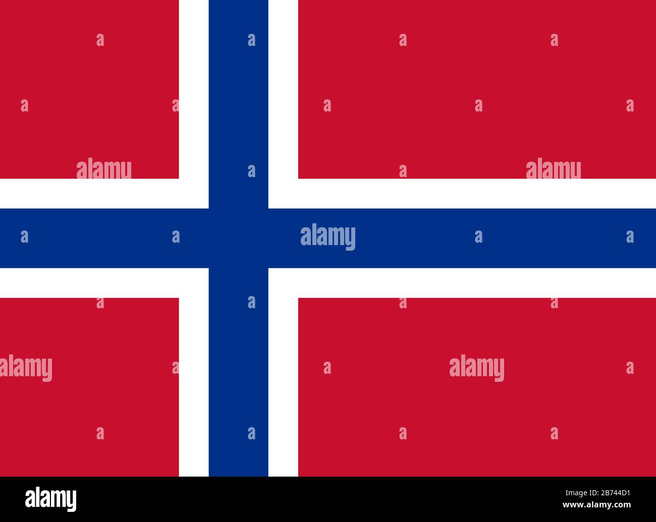 Flagge Norwegens - Standardverhältnis der norwegischen Flagge - True RGB-Farbmodus Stockfoto