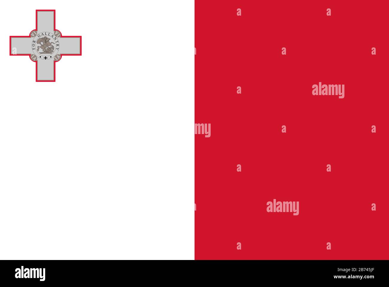 Flagge Maltas - Standardverhältnis Malteser Flagge - True RGB-Farbmodus Stockfoto