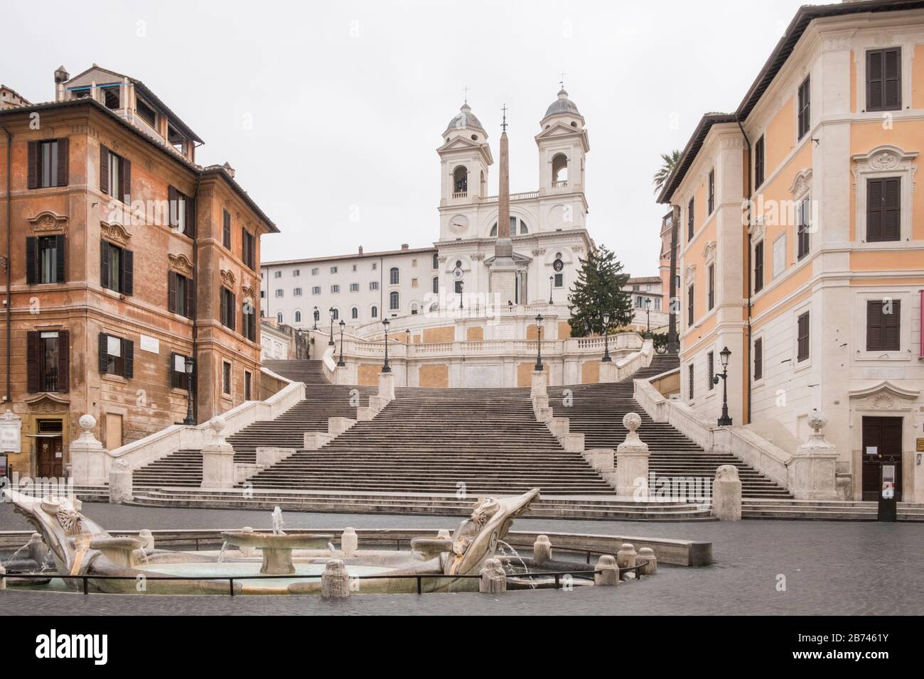 Piazza di Spagna in Rom ohne Menschen und Touristen Stockfoto