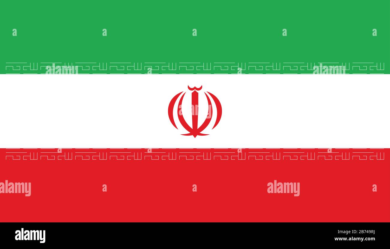 Flagge des Iran - Standardverhältnis der iranischen Flagge - True RGB-Farbmodus Stockfoto