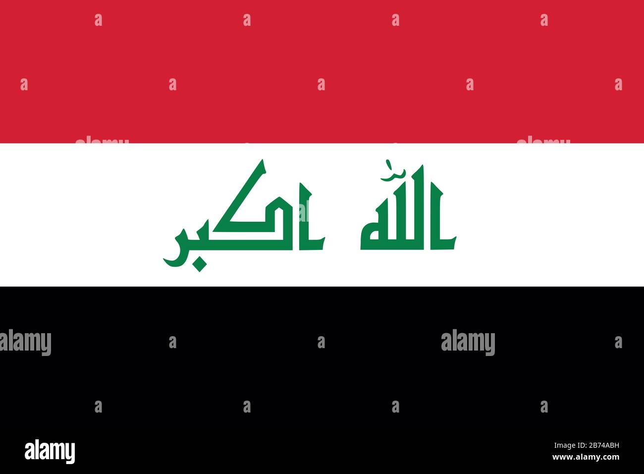Flagge des Irak - Standardverhältnis der irakischen Flagge - True RGB-Farbmodus Stockfoto