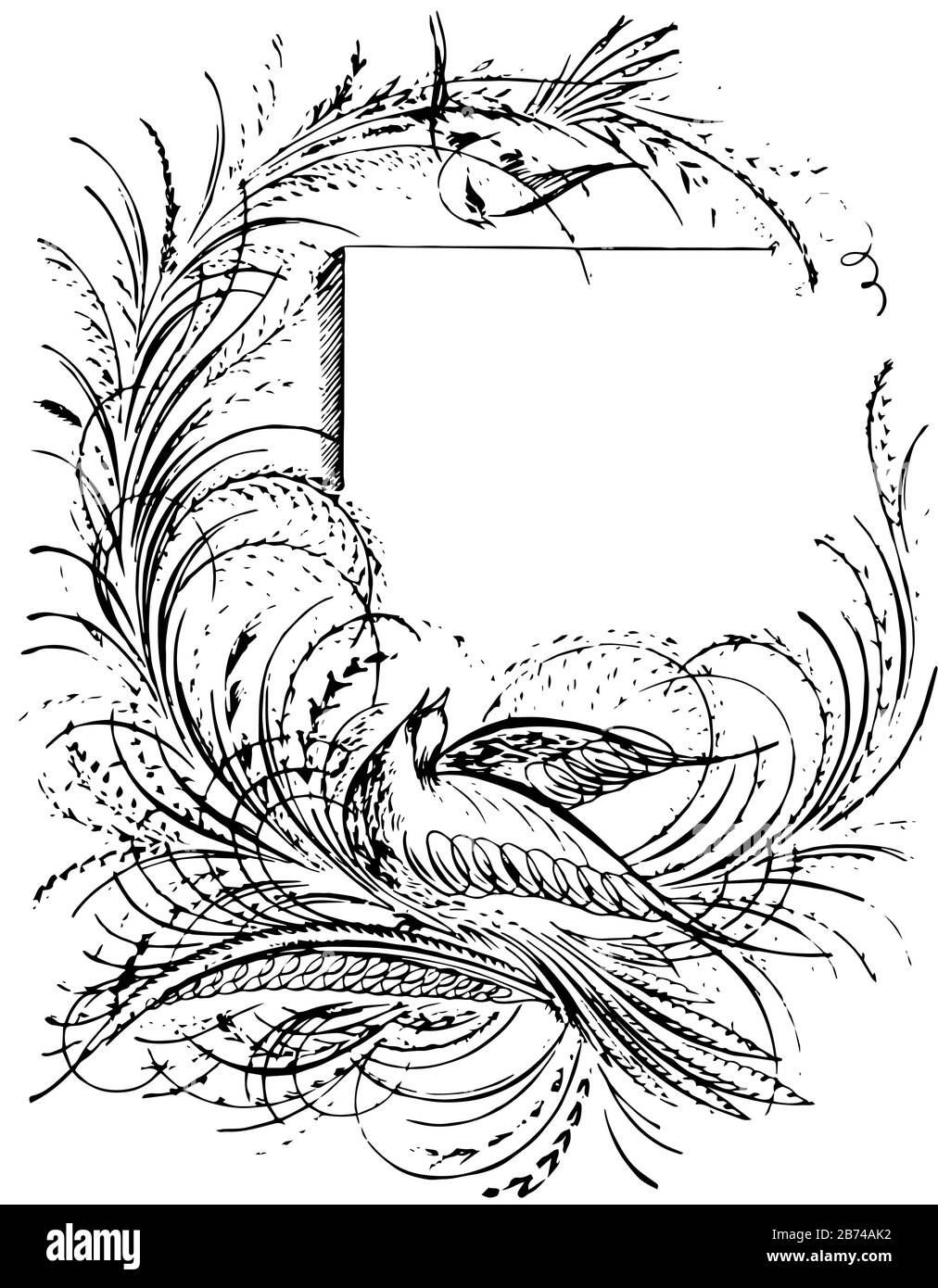 Vogel, der in diesem Bild schläft, Vintage-Linien-Zeichnung oder Gravurzeichnung. Stock Vektor