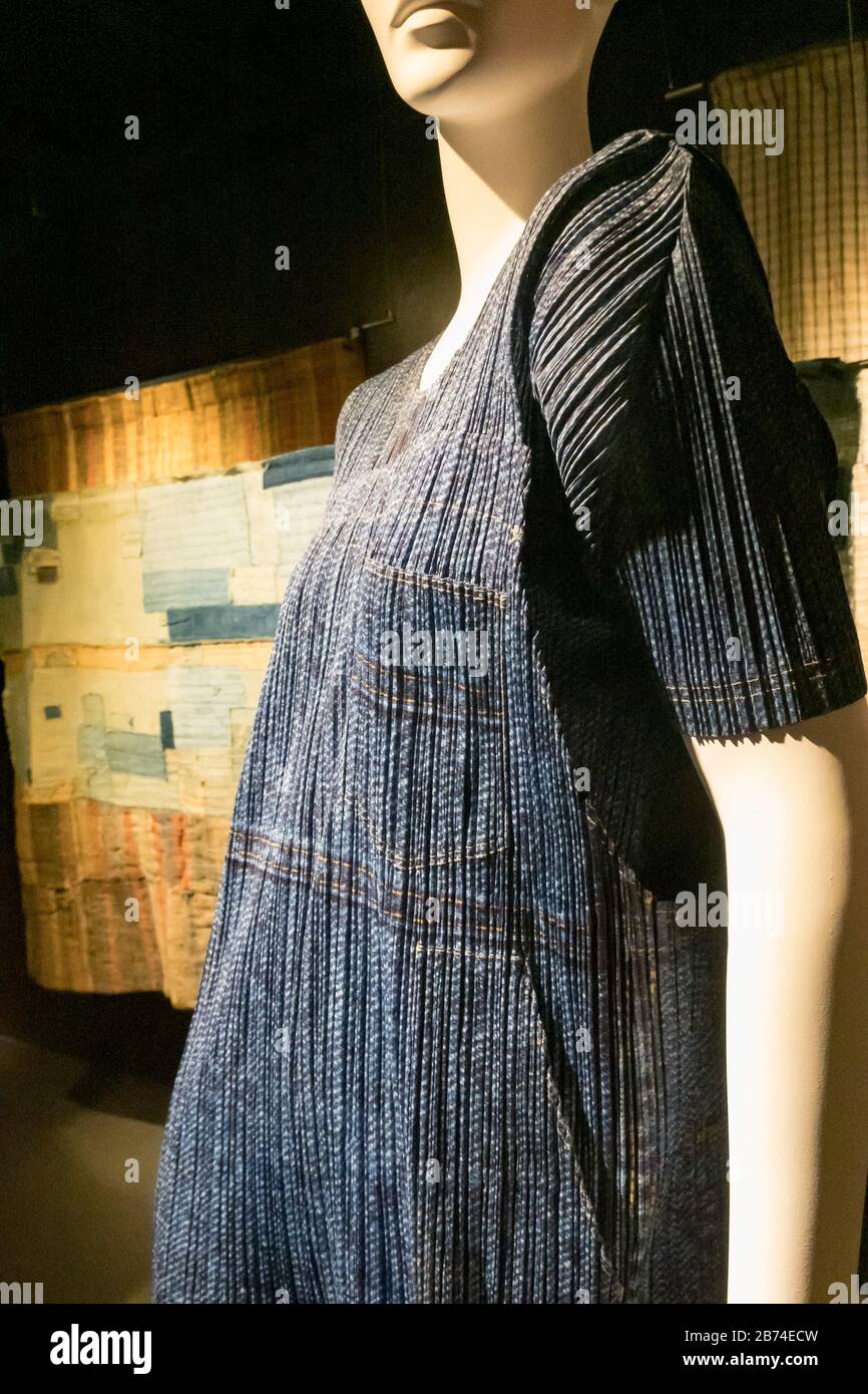 Ausstellung "Boro Textiles: Sustainable Esthetics" bei Japan Society, NYC Stockfoto