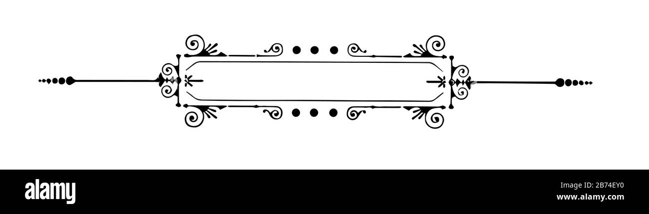 Filigranes Banner ist eine einfache, mit Punkten ausziehende Seite des Banners, Vintage-Linie-Zeichnung oder Gravur. Stock Vektor